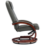 Reclining Chair with Footstool Grey Leather