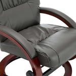 Reclining Chair with Footstool Grey Leather
