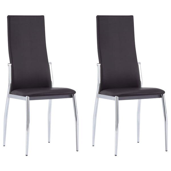  2 pcs Dining Chairs fauxx Leather Brown
