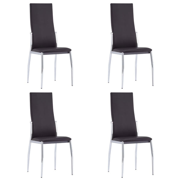  Dining Chairs 4 pcs faux Leather _Brown