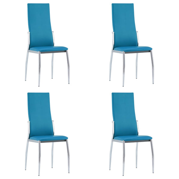  Dining Chairs 4 pcs Blue Leather
