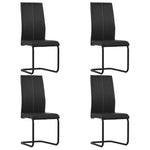 Cantilever Dining Chairs 4 pcs Black Leather