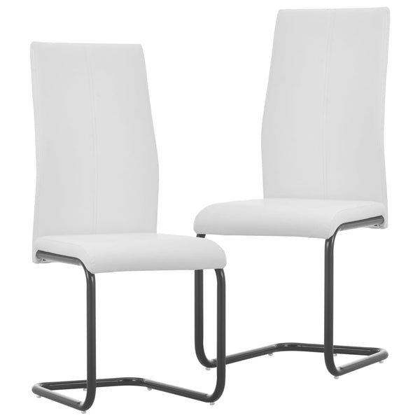  Dining Chairs 2 pcs White faux Leather