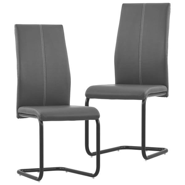  Dining Chairs 2 pcs Grey PVC faux Leather