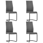Cantilever Dining Chairs 4 pcs Grey Leather