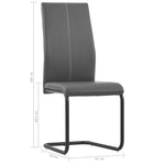 Cantilever Dining Chairs 4 pcs Grey Leather