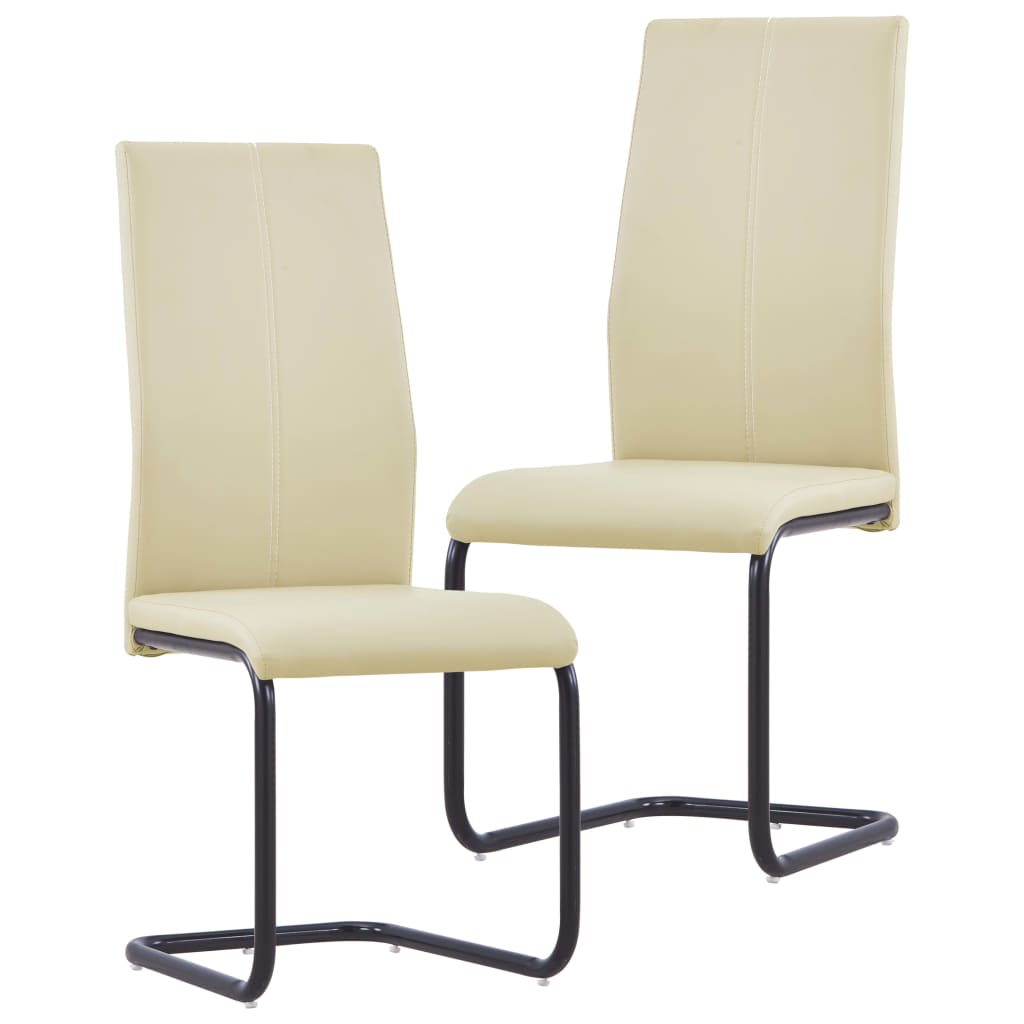 Dining Chairs 2 pcs Cappuccino Faux Leather