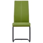 Cantilever Dining Chairs 4 pcs Green Leather