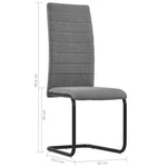 Cantilever Dining Chairs 4 pcs Light Grey Fabric