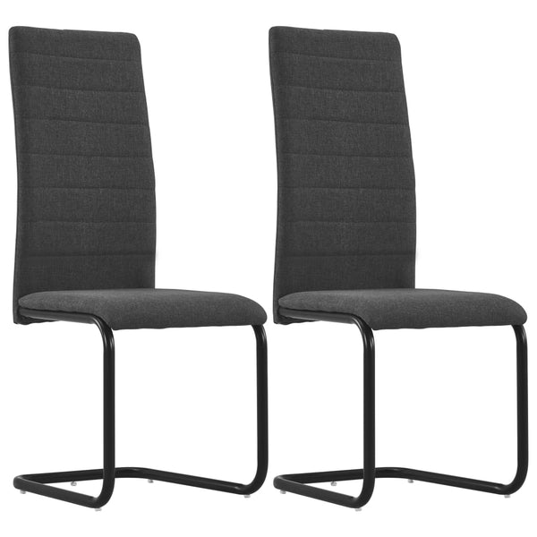  Dining Chairs 2 pcs Dark Grey Fabric