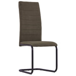 Cantilever Dining Chairs 4 pcs Brown Fabric