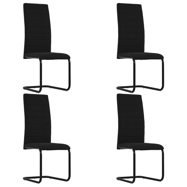  Cantilever Dining Chairs 4 pcs Black Fabric