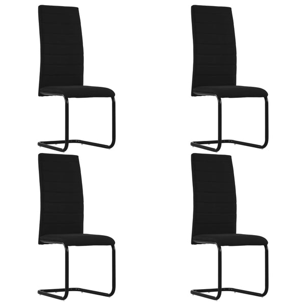  Cantilever Dining Chairs 4 pcs Black Fabric