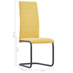 Cantilever Dining Chairs 4 pcs Yellow Fabric
