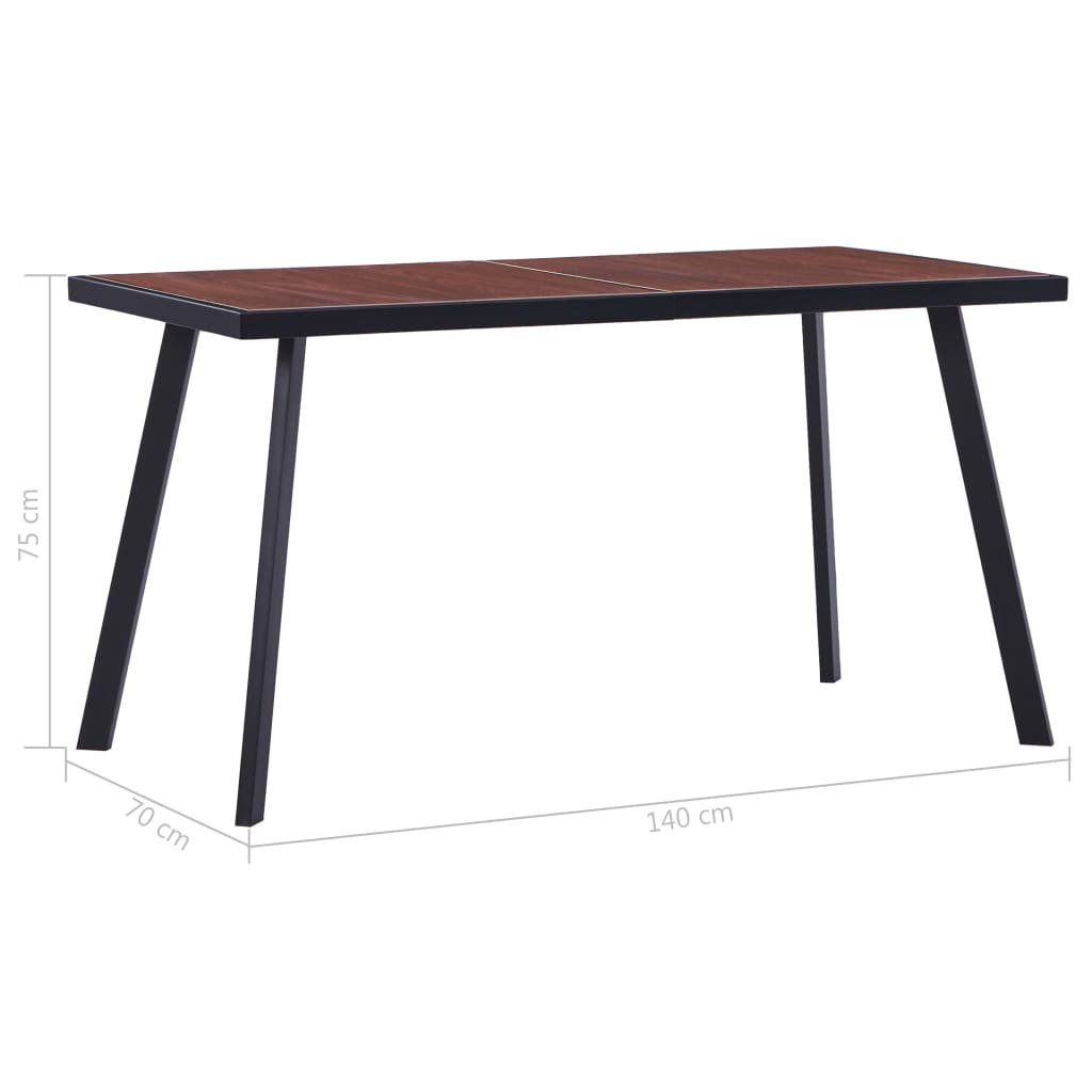 Dining Table Dark Wood and Black 140x70x75 cm MDF