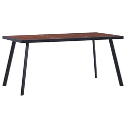Dining Table Dark Wood and Black 160x80x75 cm MDF