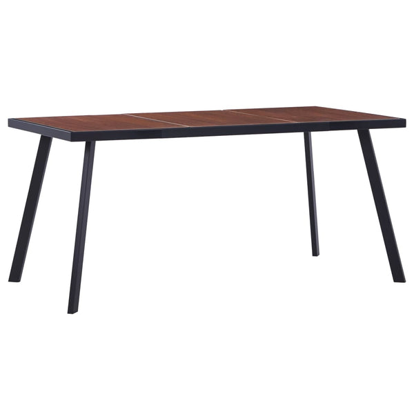  Dining Table Durable Dark Wood and Black MDF