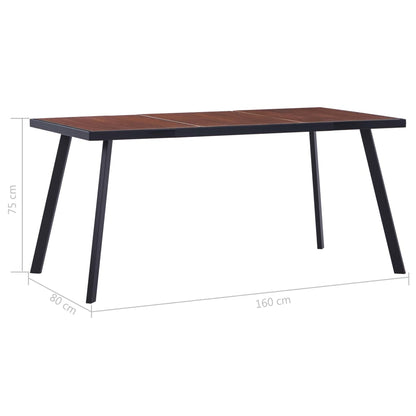 Dining Table Dark Wood and Black 160x80x75 cm MDF