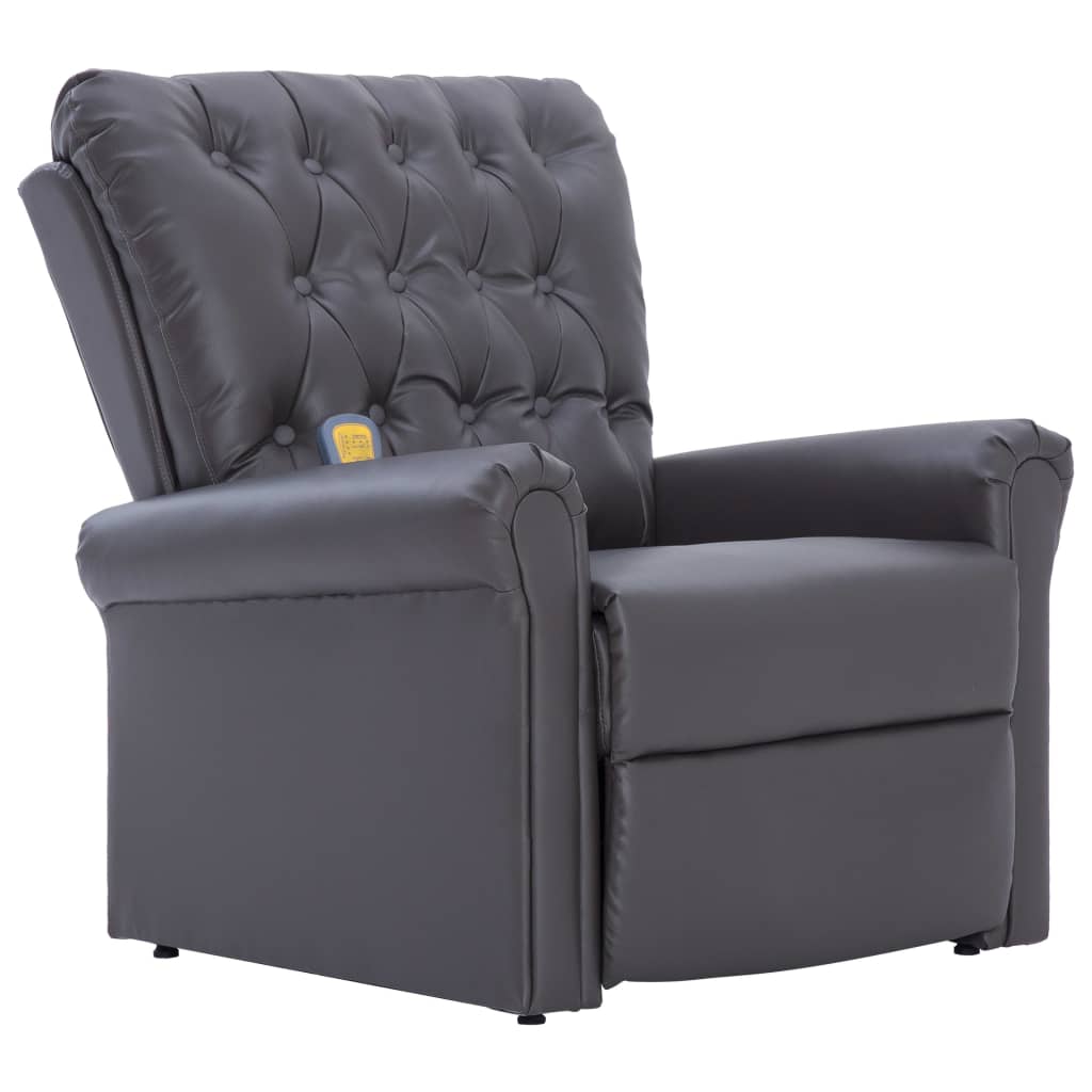 Massage Recliner Chair Grey Faux Leather