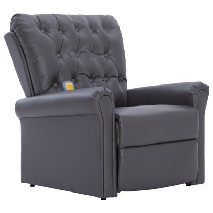Massage Recliner Chair Grey Faux Leather