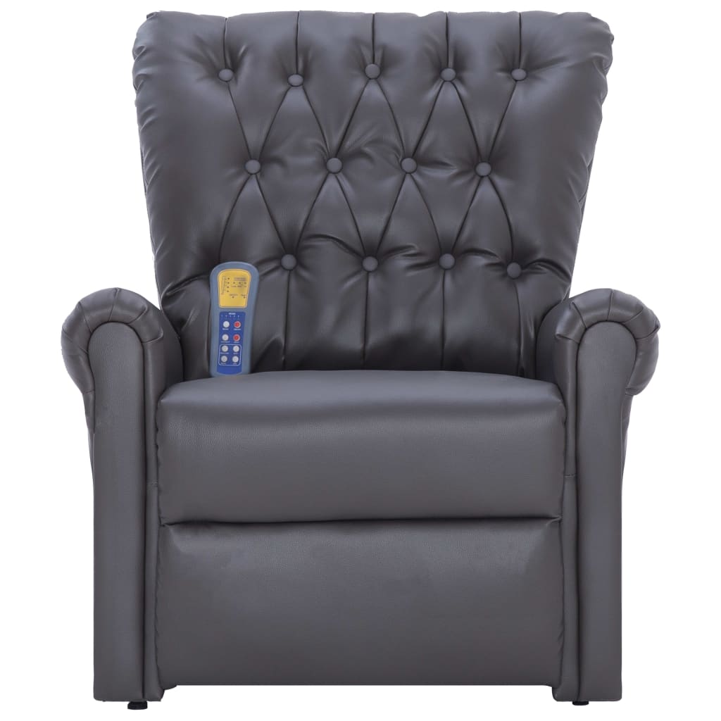 Massage Recliner Chair Grey Faux Leather