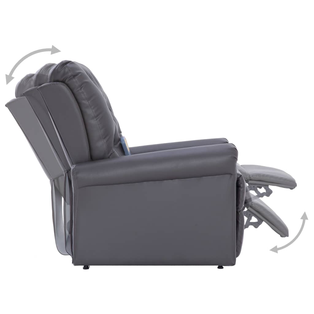 Massage Recliner Chair Grey Faux Leather