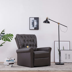 Massage Recliner Chair Grey Faux Leather