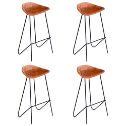 Bar Chairs 4 pcs Brown Real Leather
