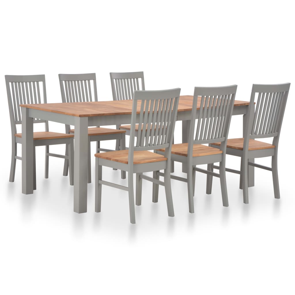 7 Piece Dining Set Solid Oak Wood