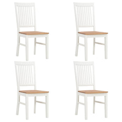 Dining Chairs 4 pcs White Solid Oak Wood