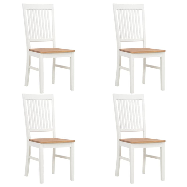  Dining Chairs 4 pcs White Solid Oak Wood