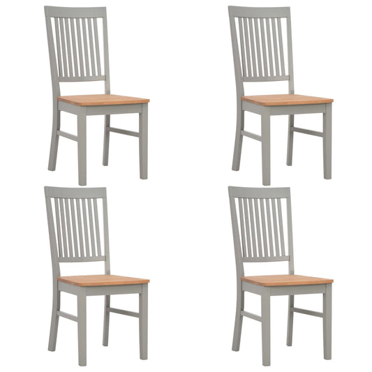Dining Chairs 4 pcs Grey Solid Oak Wood