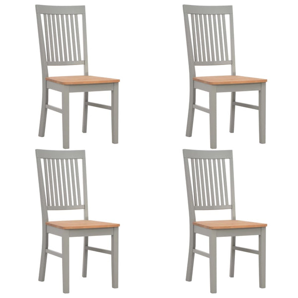  Dining Chairs 4 pcs Grey Solid Oak Wood