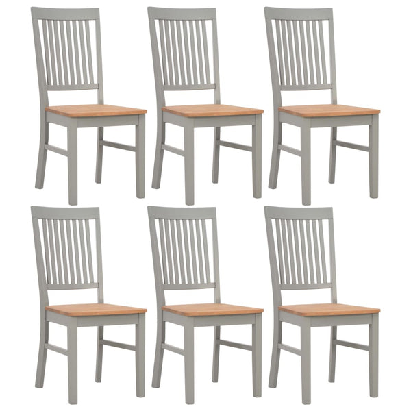  Dining Chairs 6 pcs Grey Solid Oak Wood