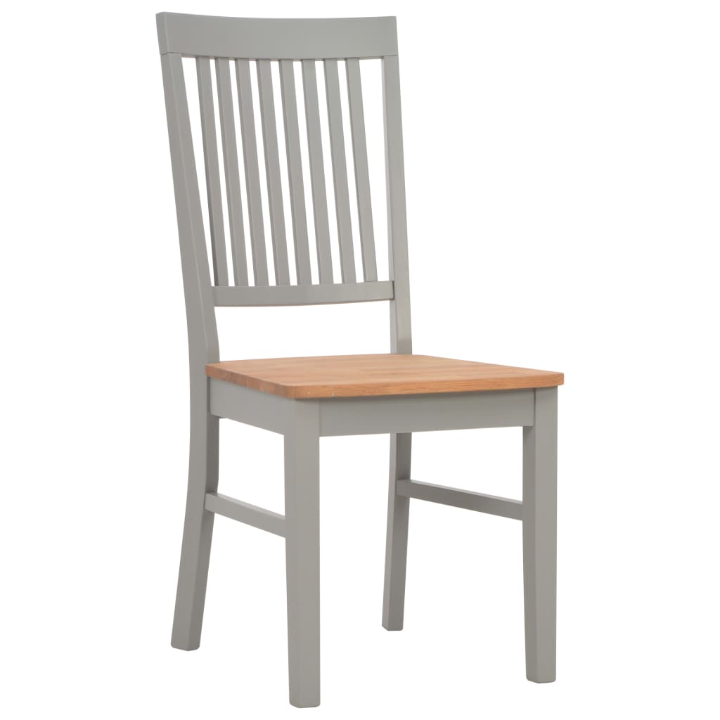 Dining Chairs 6 pcs Grey Solid Oak Wood