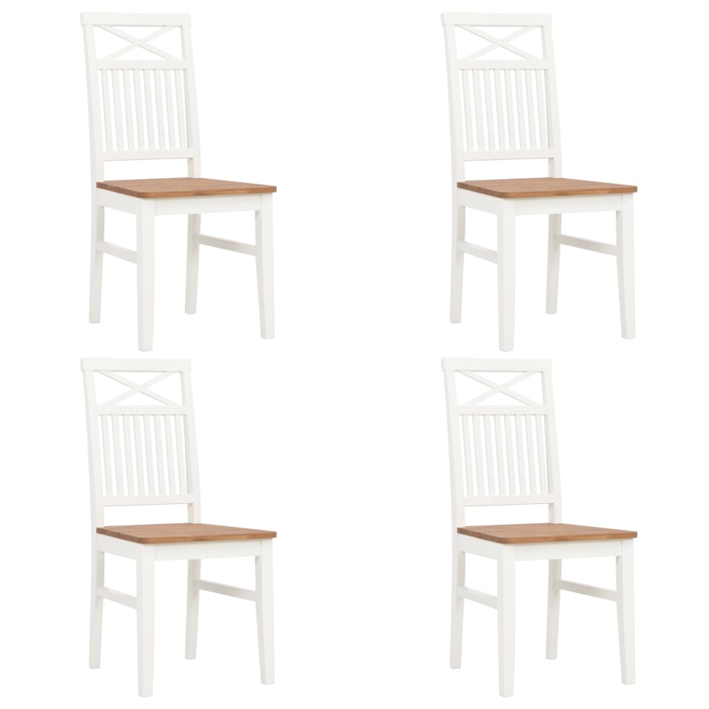 Dining Chairs 4 pcs White Solid Oak Wood