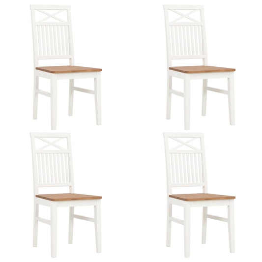 Dining Chairs 4 pcs White Solid Oak Wood