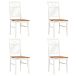 Dining Chairs 4 pcs White Solid Oak Wood