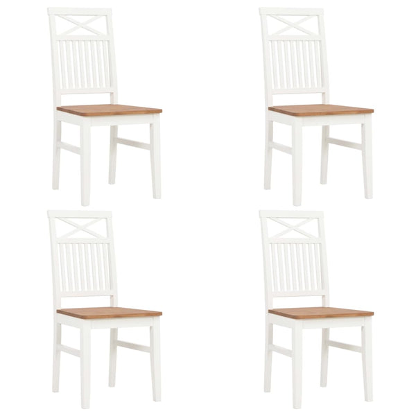  Dining Chairs 4 pcs White Solid Oak Wood