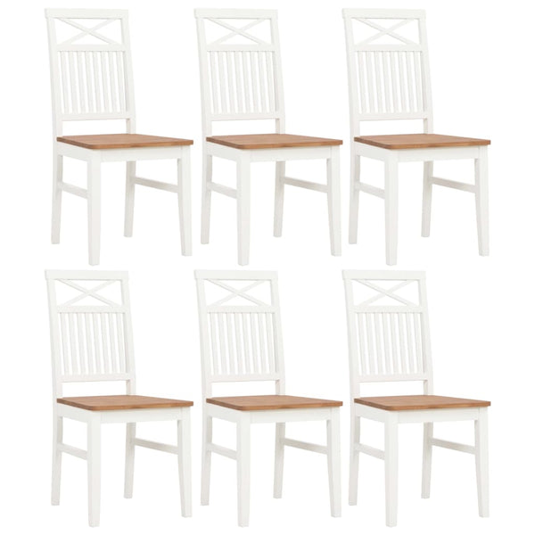  Dining Chairs 6 pcs White Solid Oak Wood
