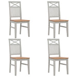 Dining Chairs 4 pcs Grey Solid Oak Wood