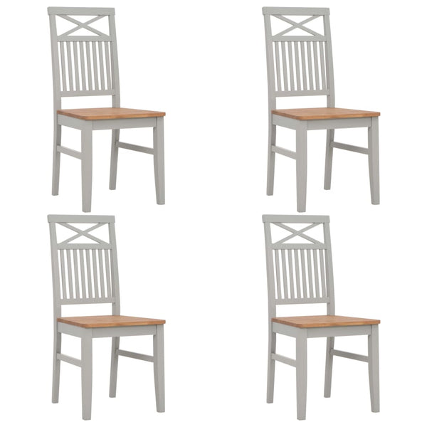  Dining Chairs 4 pcs Grey Solid Oak Wood