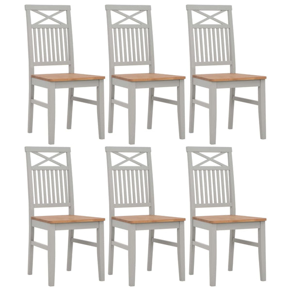  Dining Chairs 6 pcs Grey Solid Oak Wood