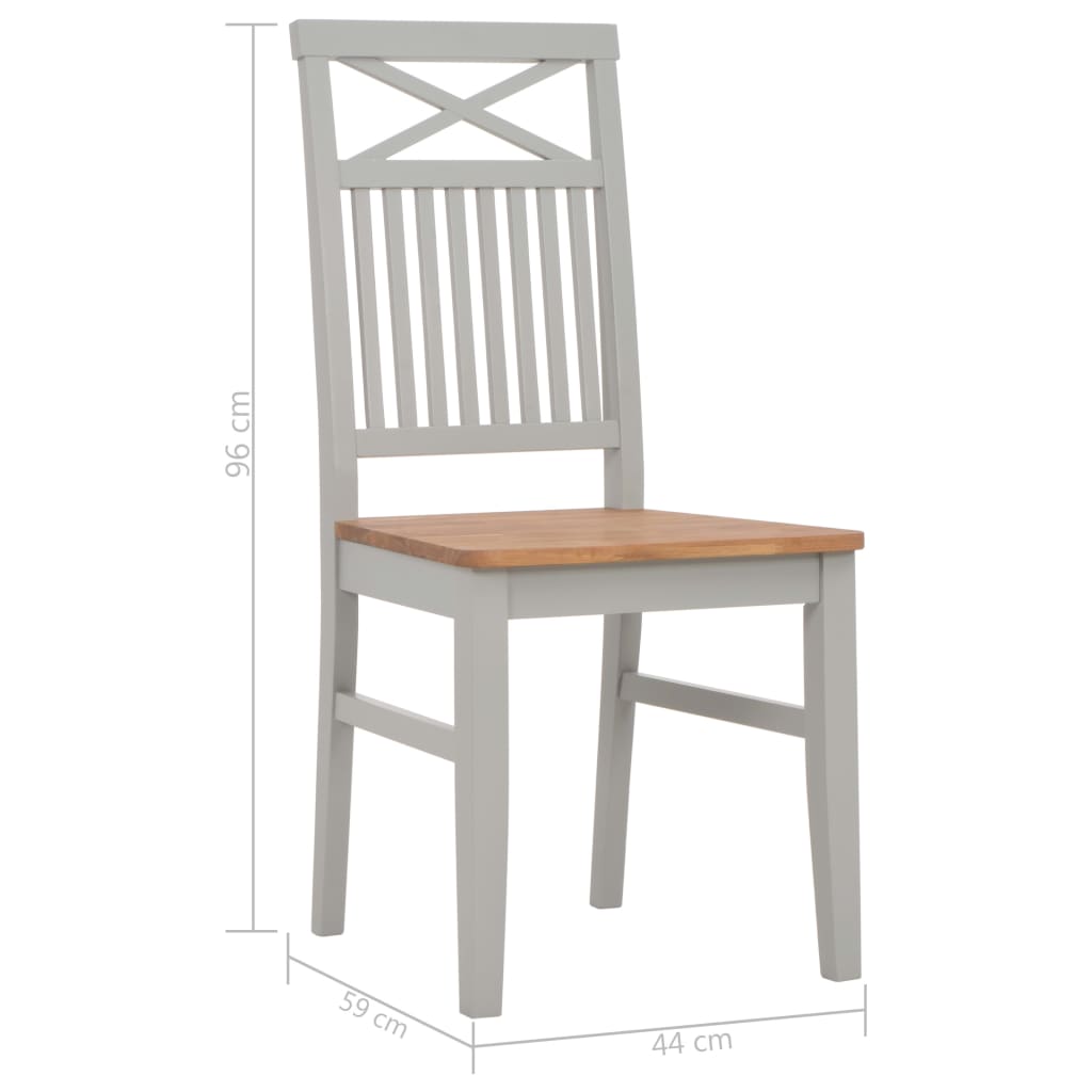 Dining Chairs 6 pcs Grey Solid Oak Wood