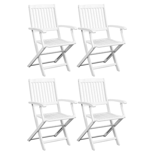 Dining Chairs 4 pcs White Solid Acacia Wood