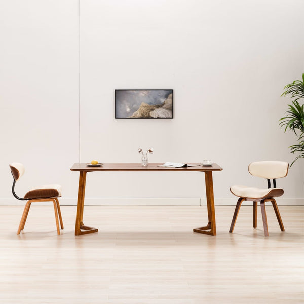  Dining Chairs 2 pcs Cream Bent Wood and Leather
