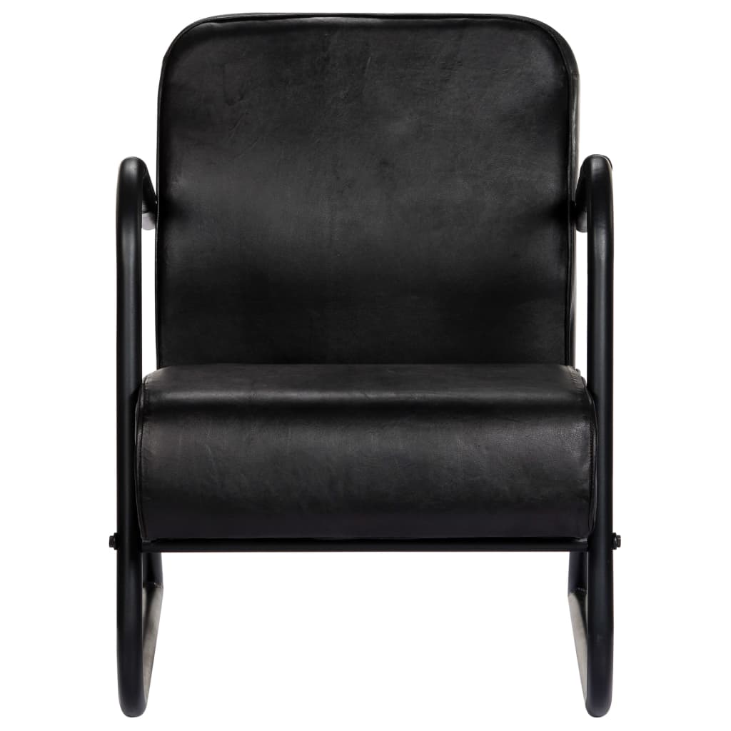 Relax Armchair Black Real Leather
