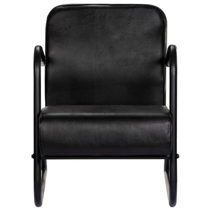 Relax Armchair Black Real Leather