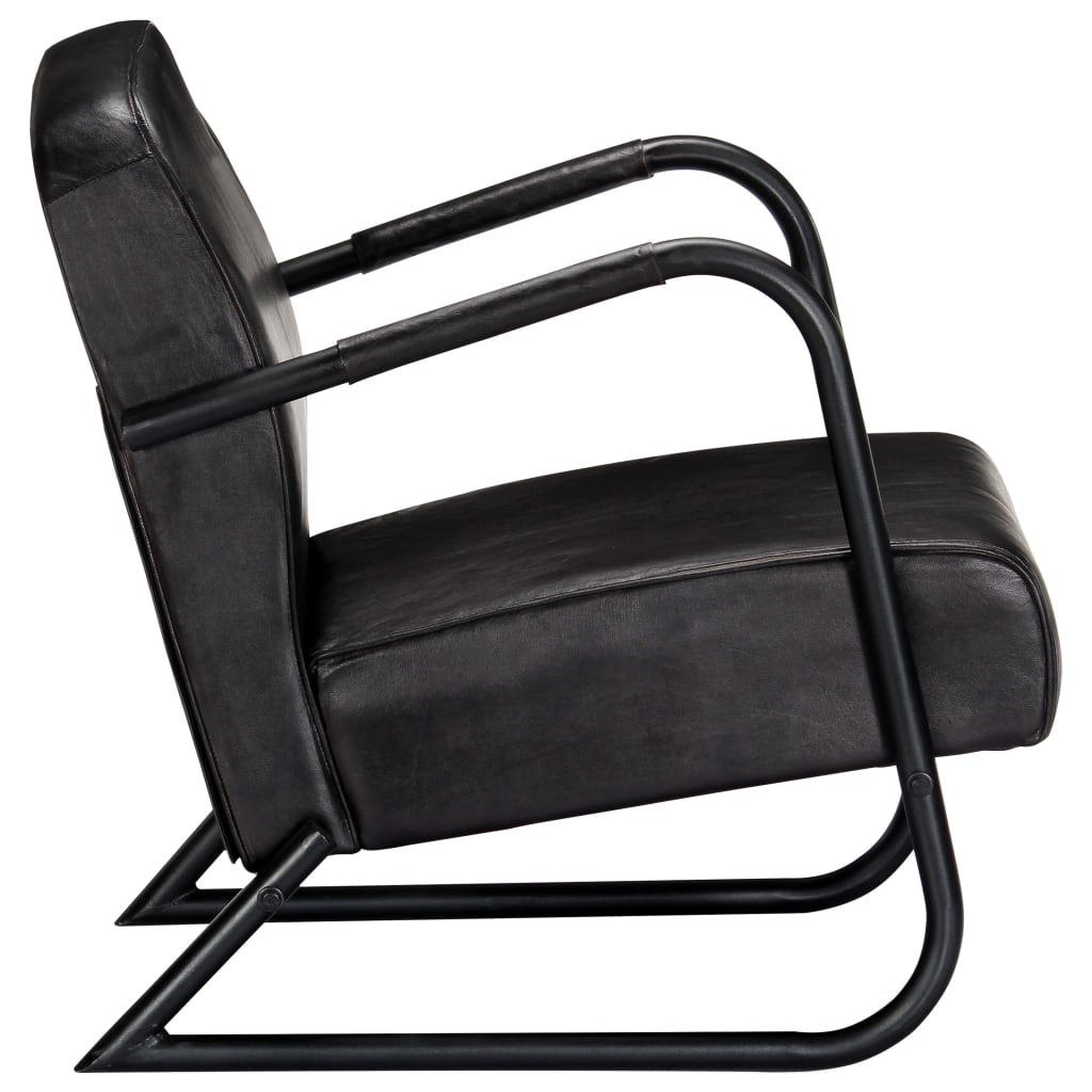 Relax Armchair Black Real Leather