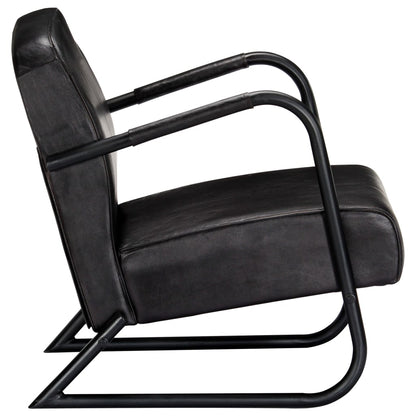 Relax Armchair Black Real Leather